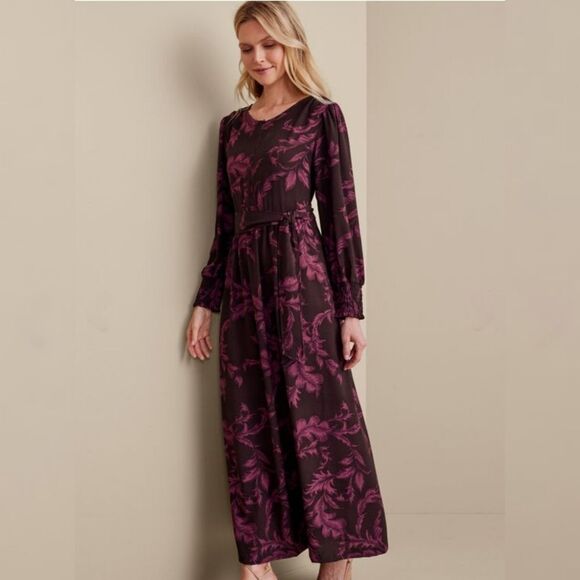 Soft Surroundings Dianthe Maxi Belted Fit & Flare Dress Size Large NWT - Picture 2 of 9